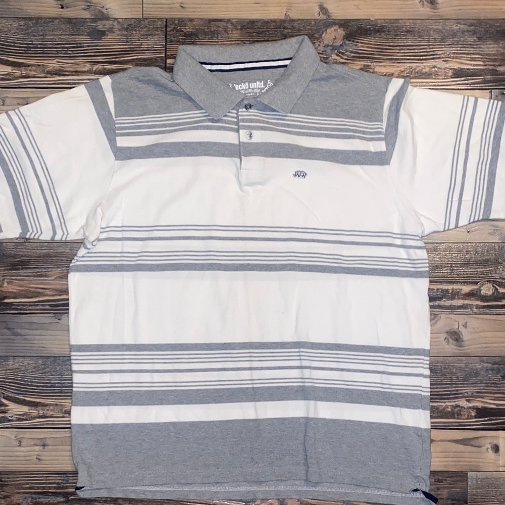 Ecko Unlimited Gray and White Polo Shirt
